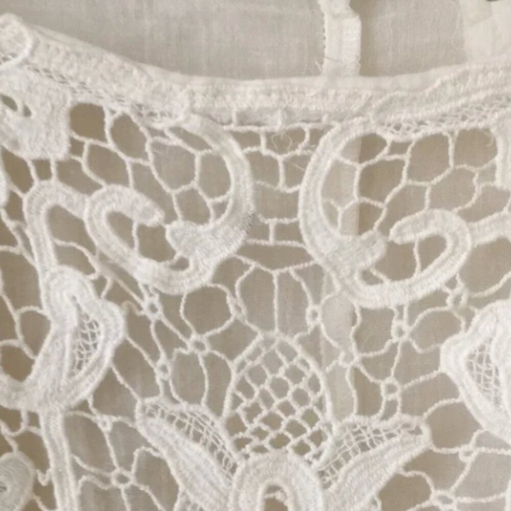 Free People FP One / Frayed Bell Sleeve/ Boho / Crochet Lace / Ivory  XS/S - Picture 5 of 11